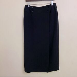 Liz Claiborne Black Maxi Wrap Skirt size 12 Capsule Wardrobe Classic Minimalist